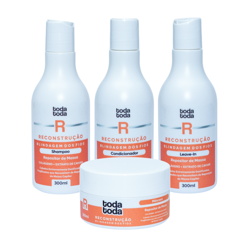 Kit Banho de Reconstrução - 4 Itens para Cabelos Danificados e Quebradiços